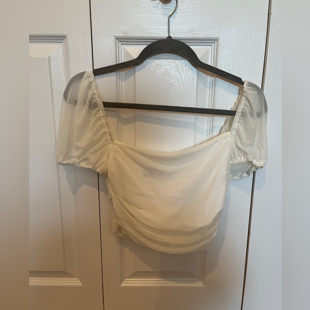 Princess Polly White Cropped Shirt